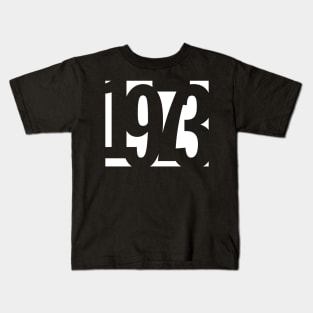 1973 Funky Overlapping Reverse Numbers for Dark Backgrounds Kids T-Shirt